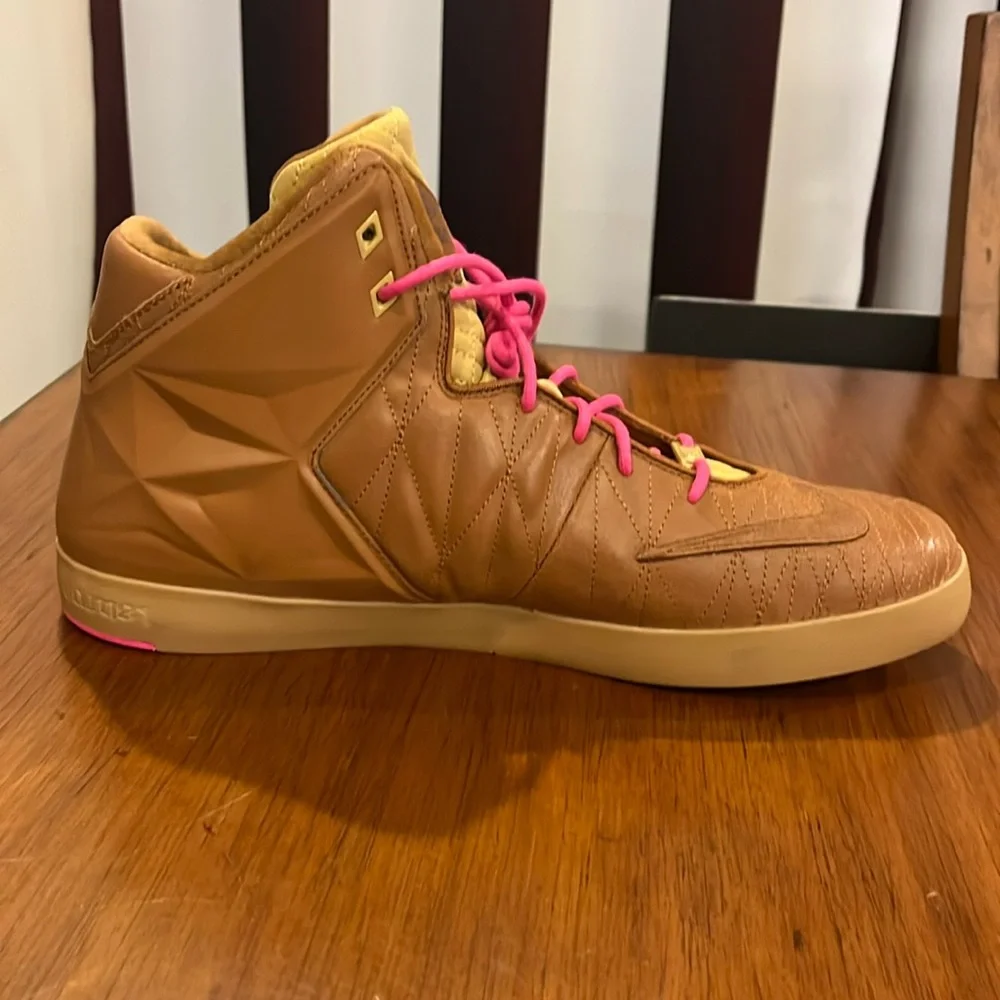 Nike Brown High-Top Sneakers with Pink Laces